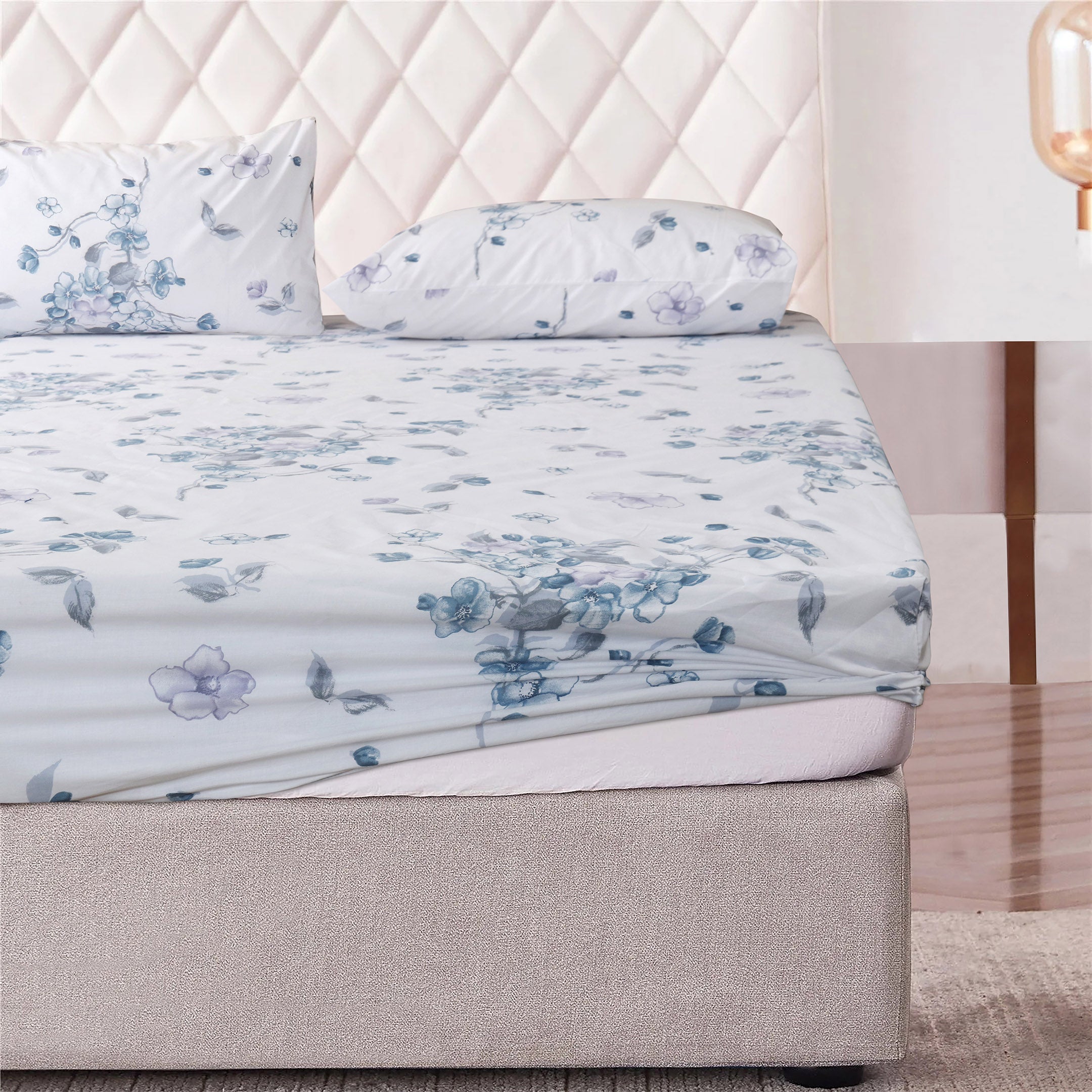 Floral Frost 3-piece Fitted Sheet Set