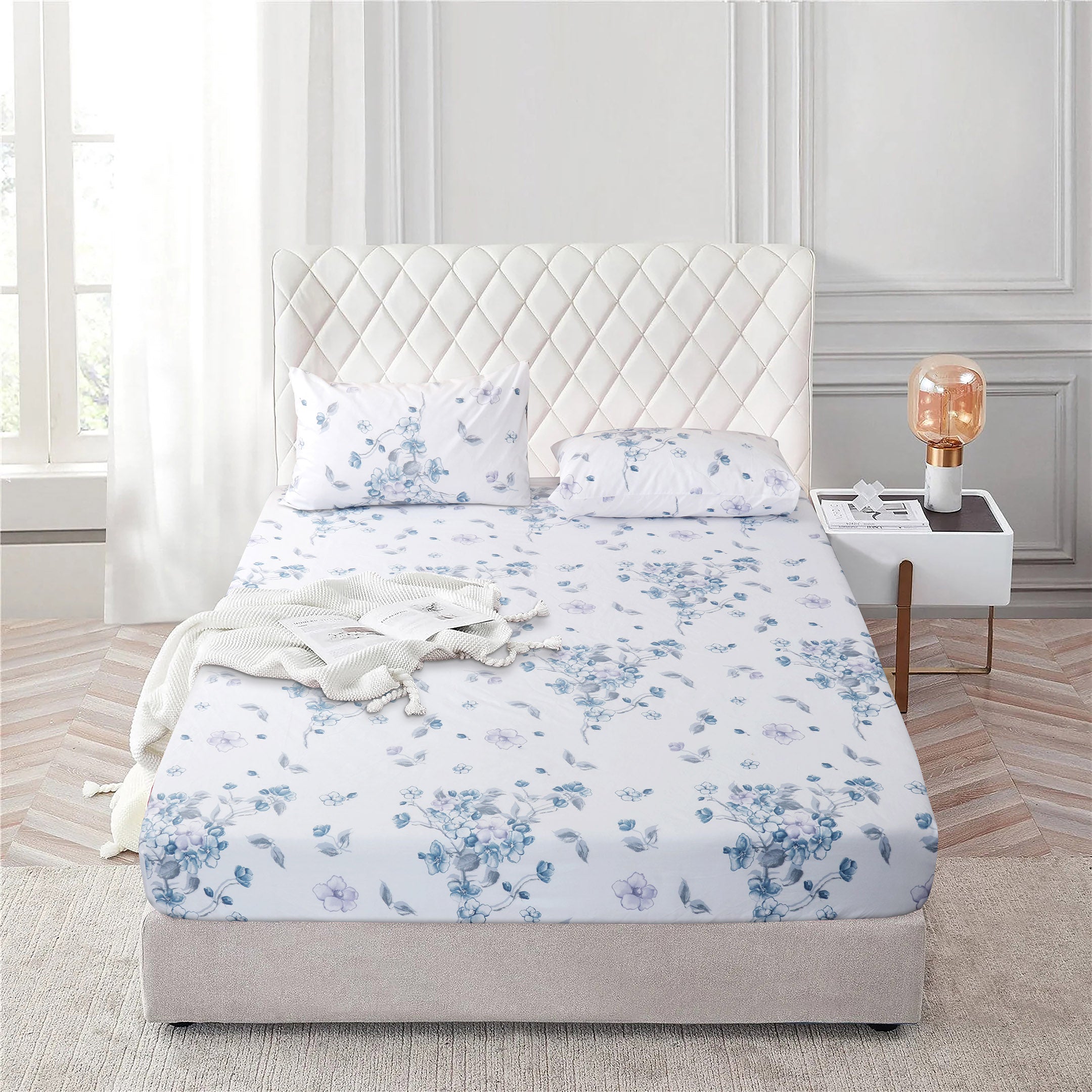 Floral Frost 3-piece Fitted Sheet Set