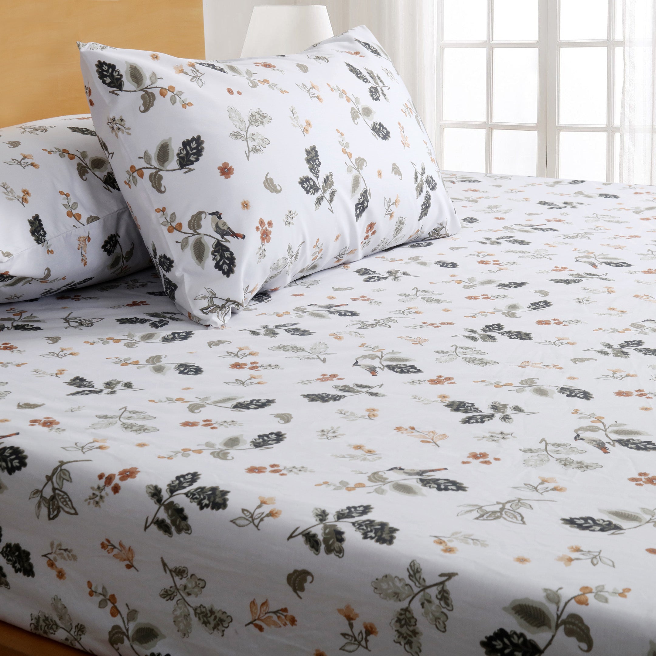 Olive Bloom 3-piece Fitted Sheet Set