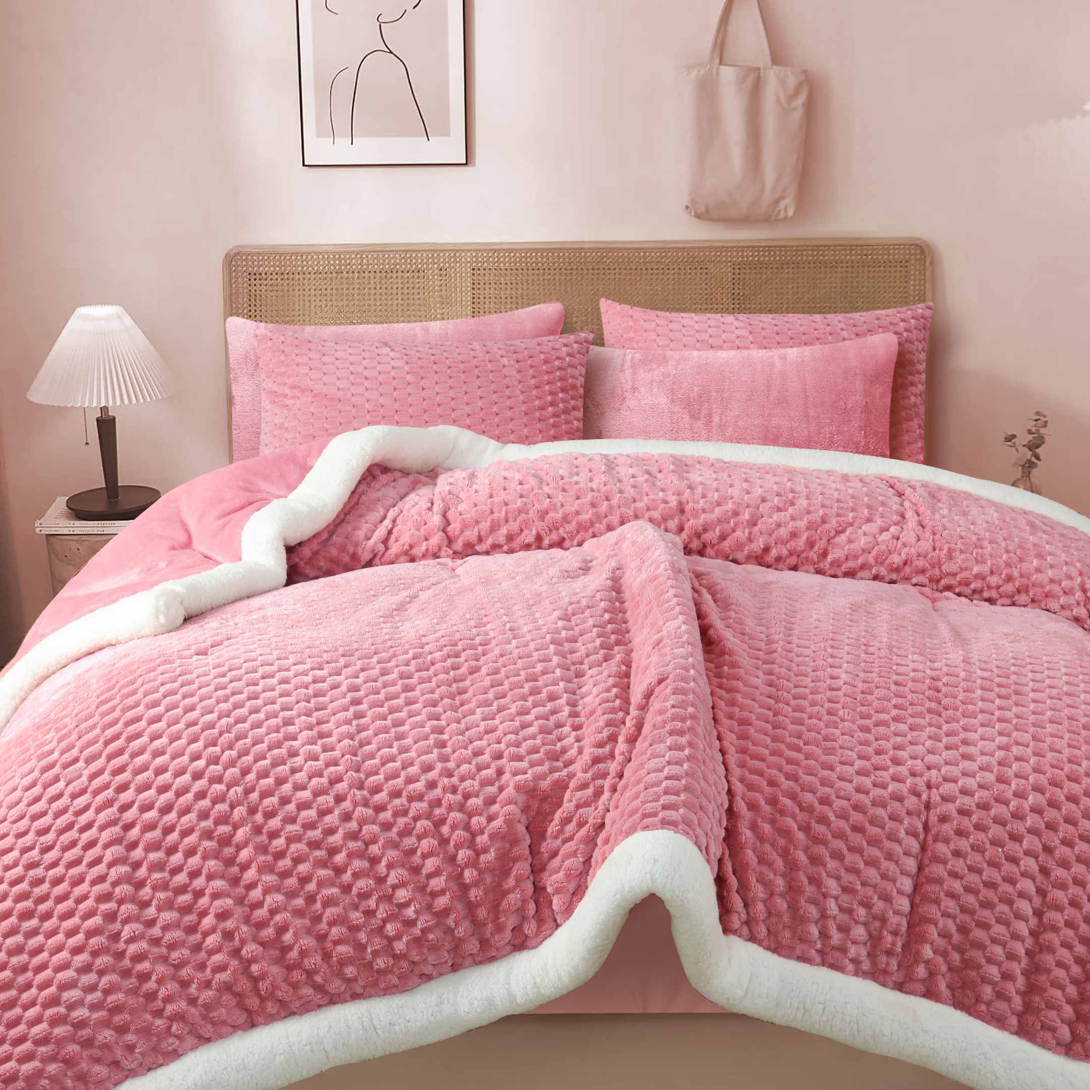 Fluffy Plush - Quilted 6pc Bedding Set Dusky