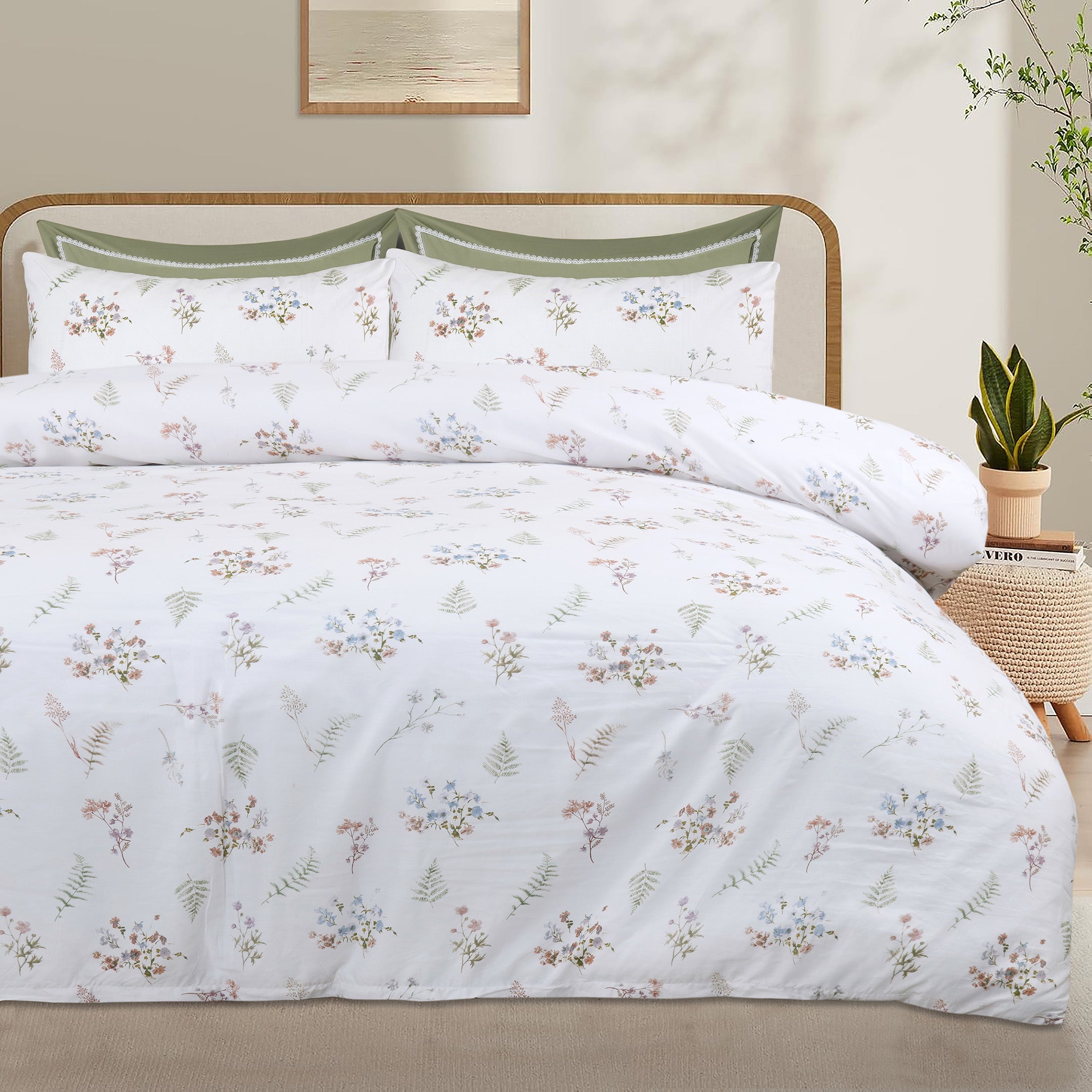 Sagewood Bloom Embroidered Duvet Cover Set