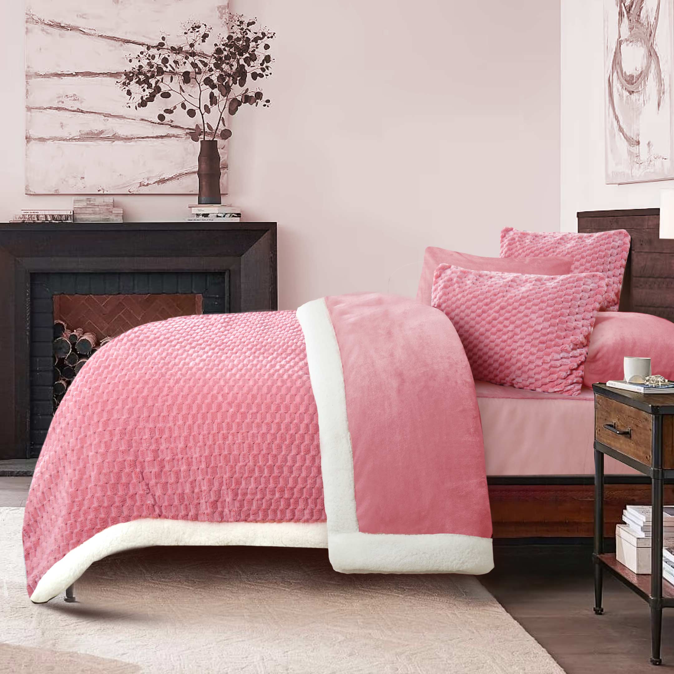 Fluffy Plush - Quilted 6pc Bedding Set Dusky