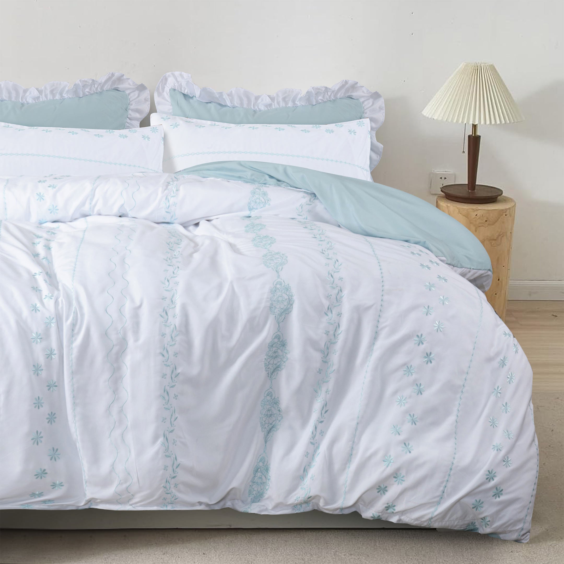 Morning Dew Embroidered Duvet Cover Set