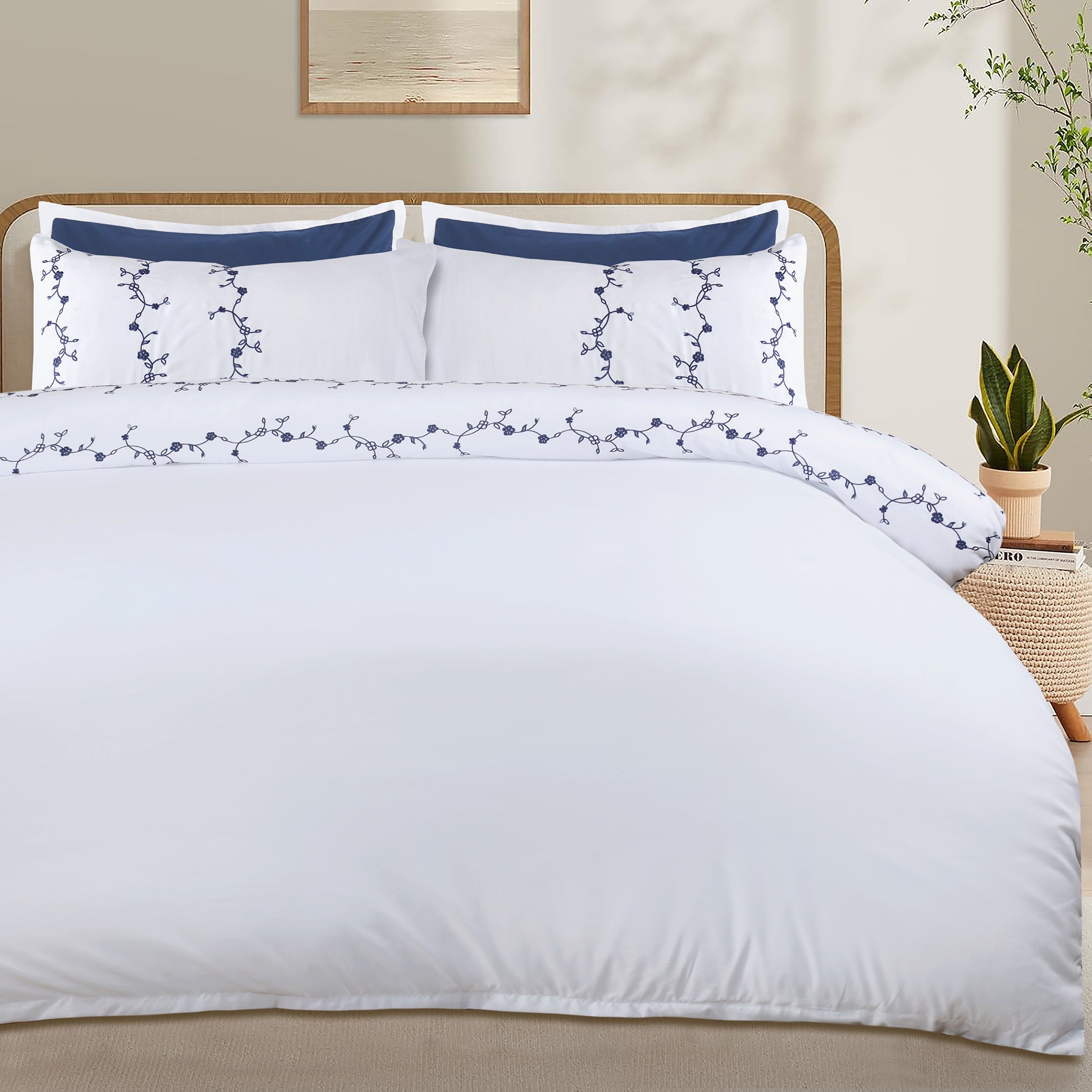 Twilight Flora Embroidered Duvet Cover Set