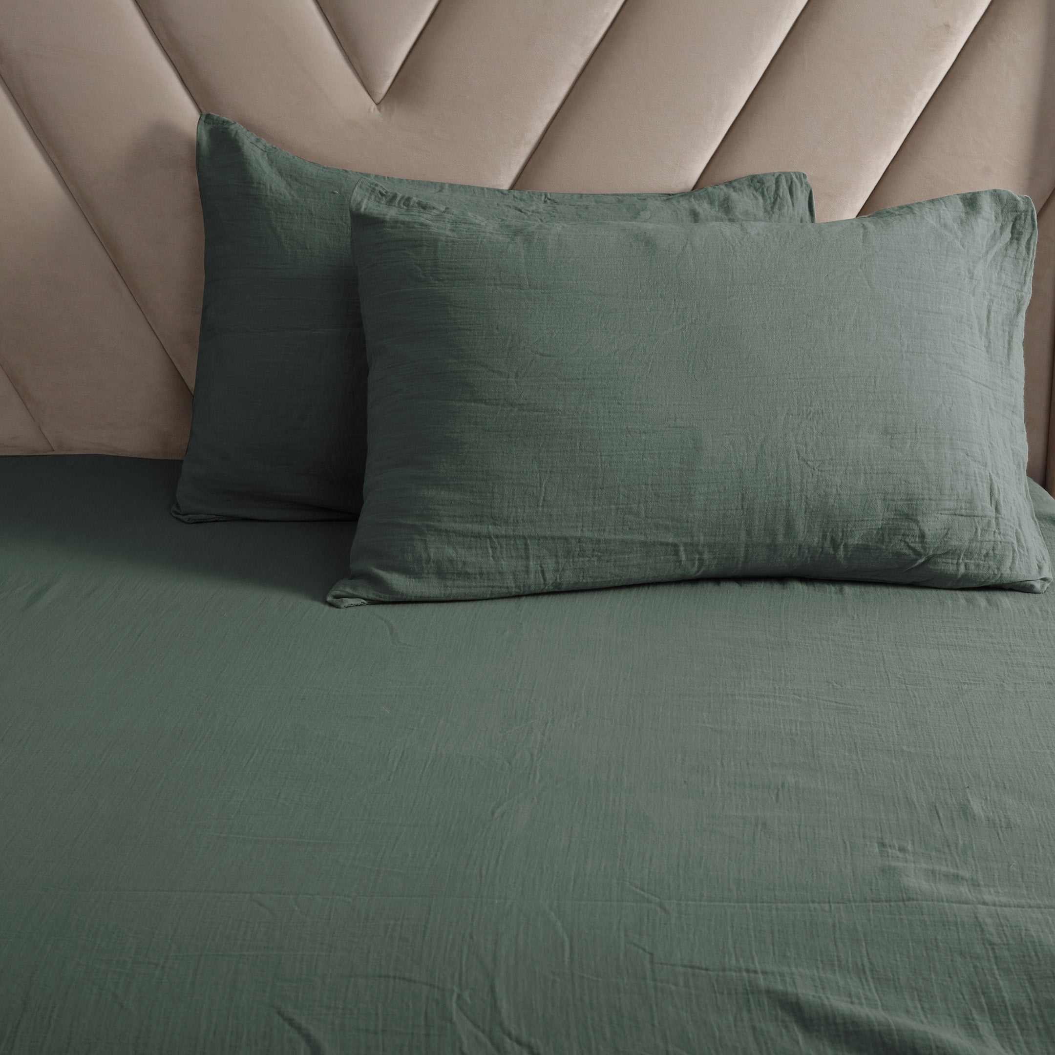 Muslin Duvet Covers Set Olive Green