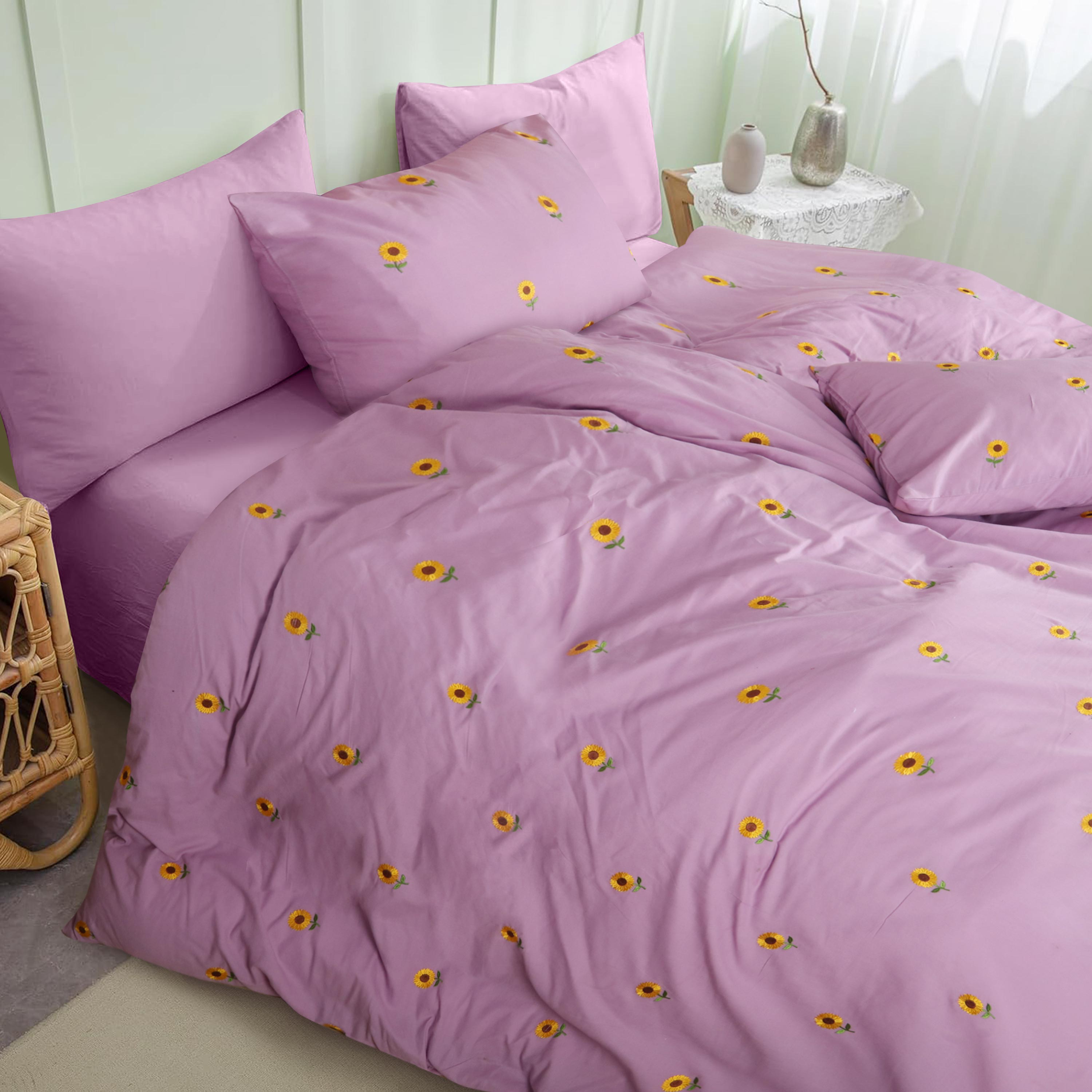 Blooming Sunflower - Embroidered 6-Piece Duvet Cover Set