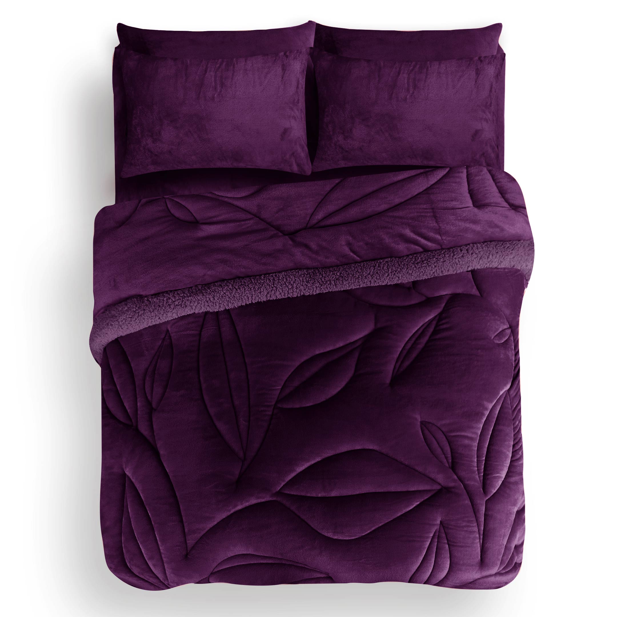 Leafy Dreams – Heavy Weighted 6pc Bedding Set Plum