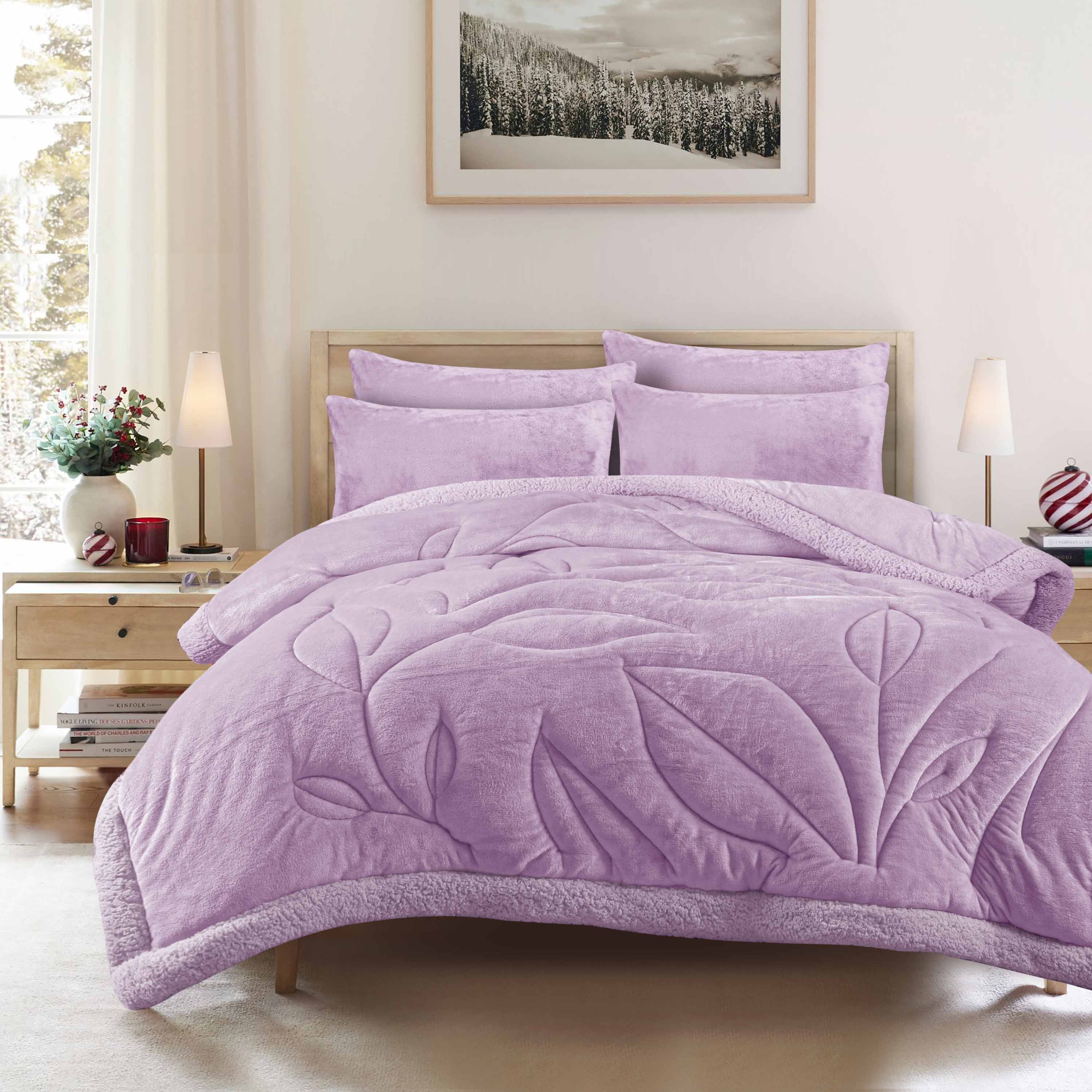 Leafy Dreams – Heavy Weighted 6pc Bedding Set Lilac