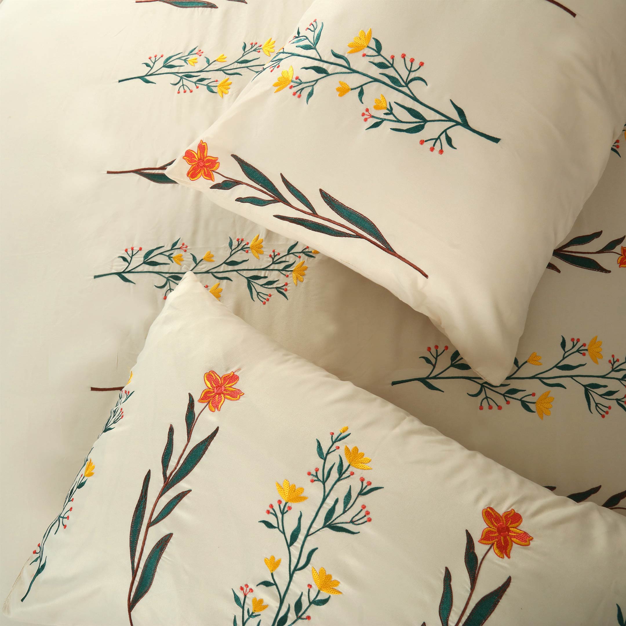 Petals of Joy - Embroidered 6-Piece Duvet Cover Set