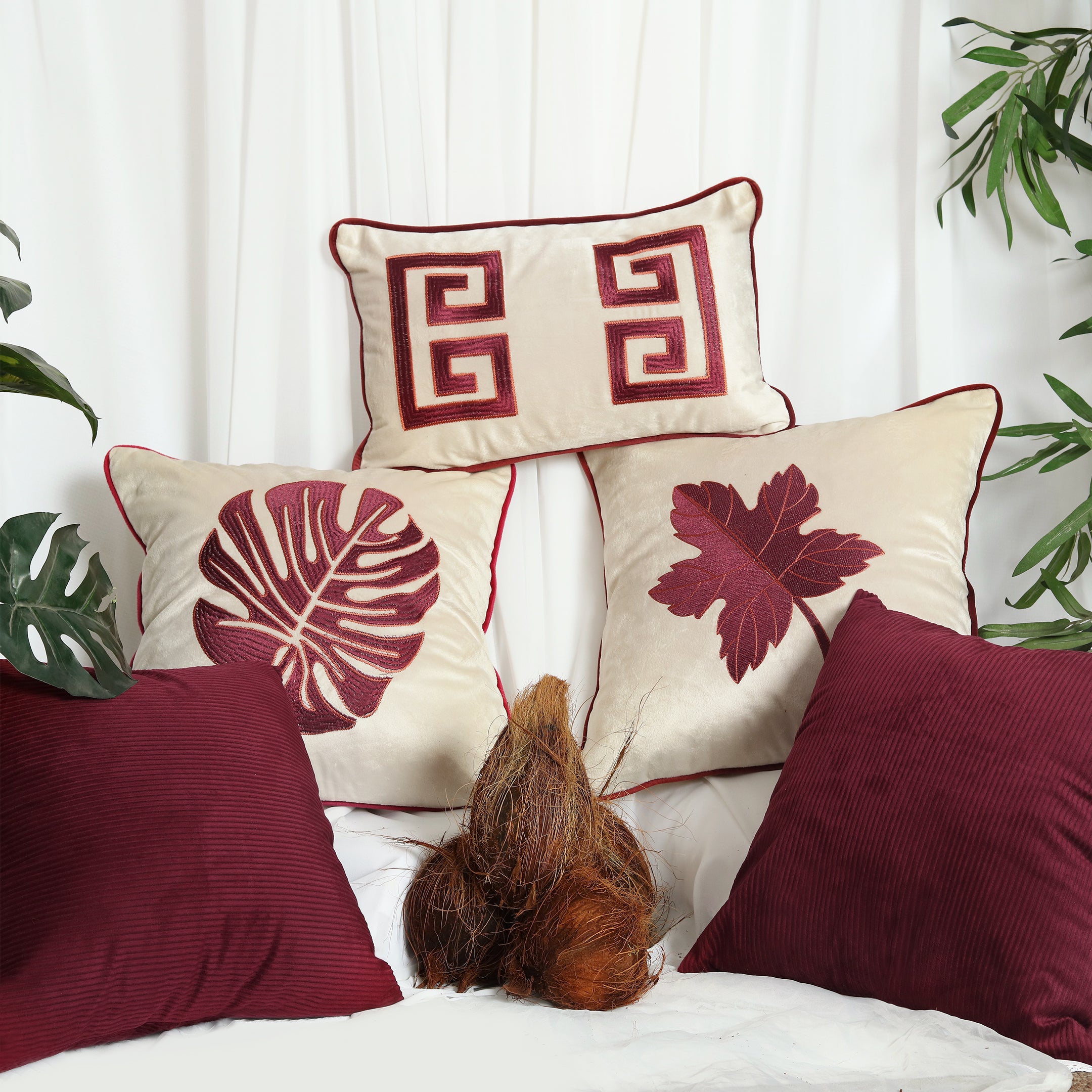 Coconut Grove – Embroidered Cushion Cover Set