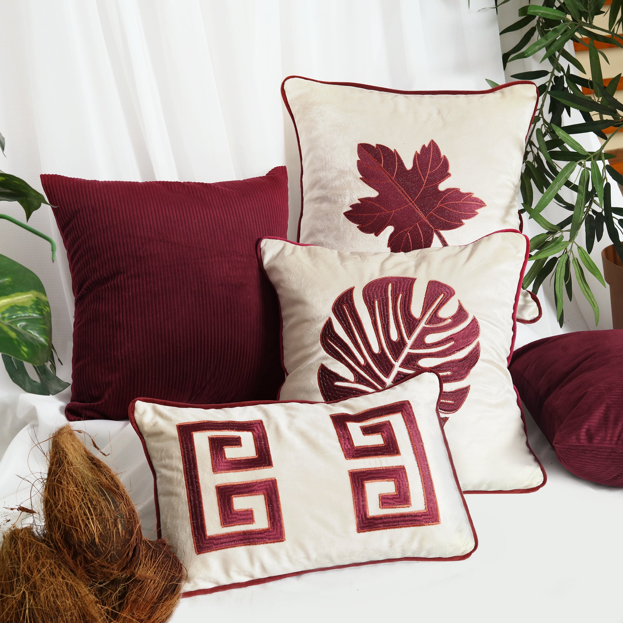Coconut Grove – Embroidered Cushion Cover Set