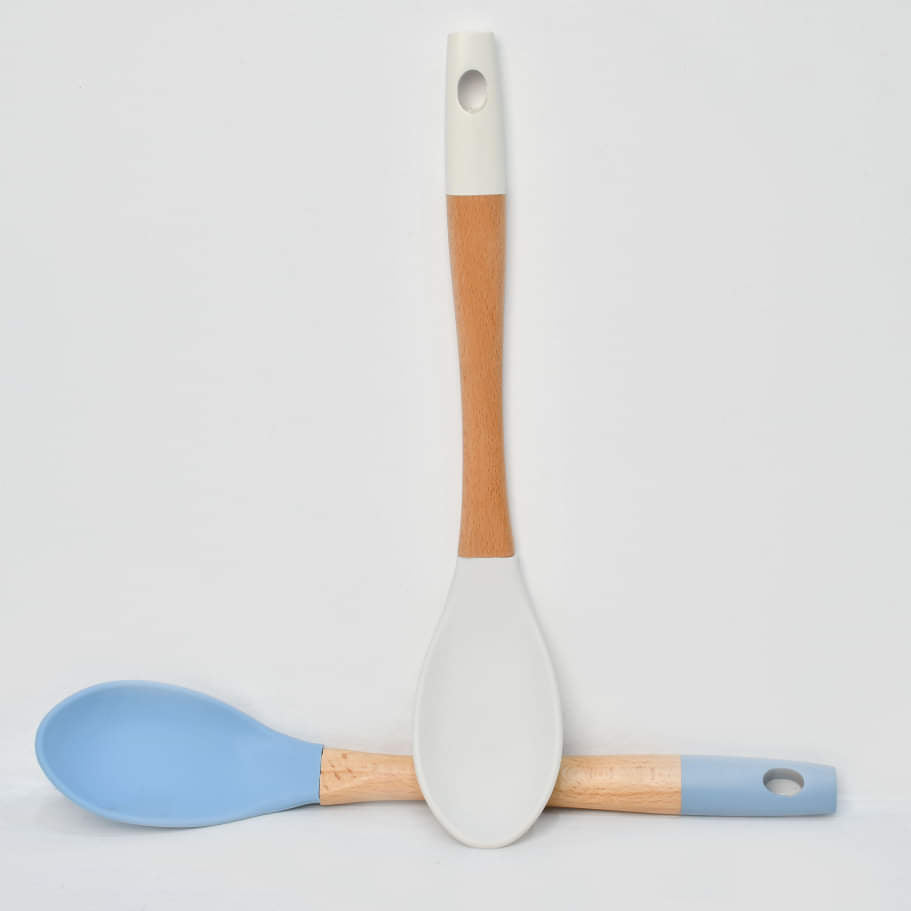 Bamboo Wood Silicone Serving Spoon (4410333757549)