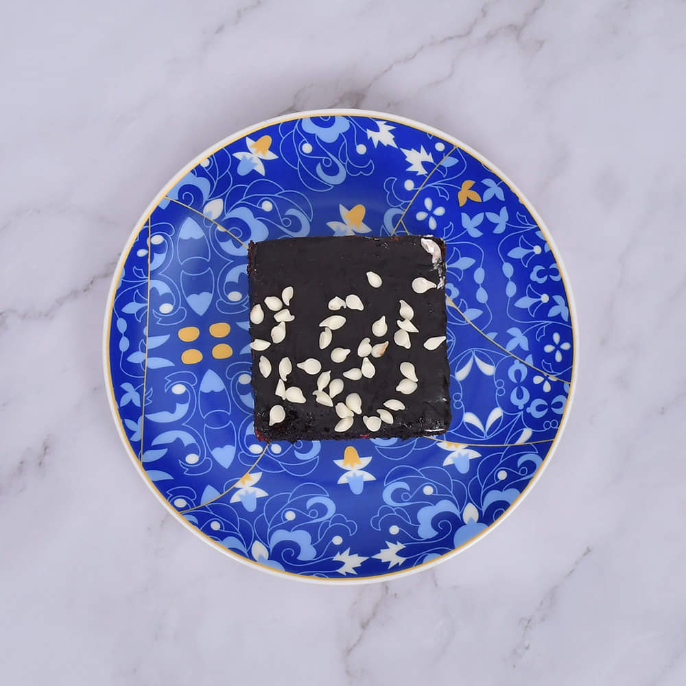8-Pcs Navy Blue Floral Pattern Ceramic Cake Serving Set