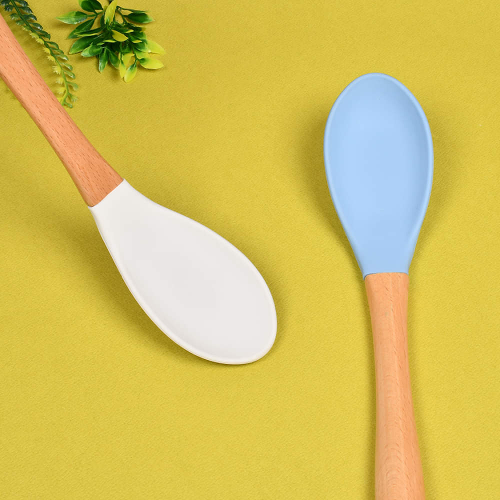 Bamboo Wood Silicone Serving Spoon