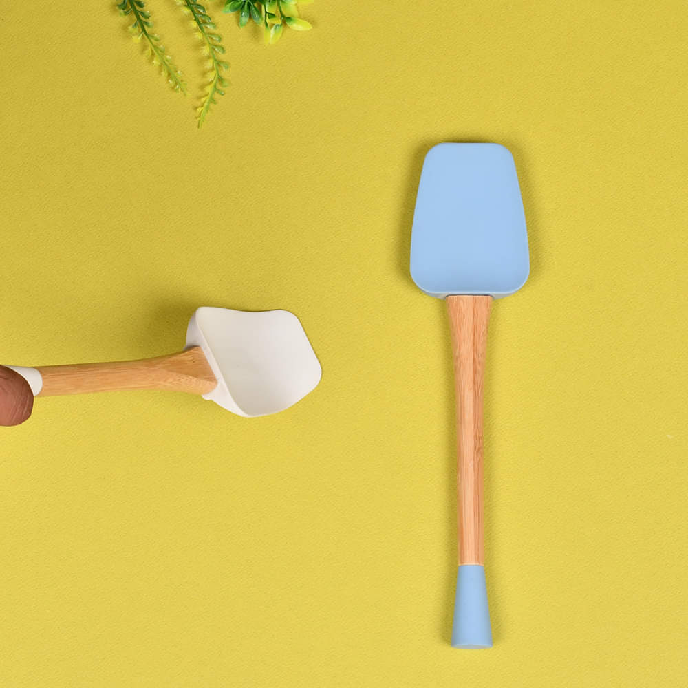 Kitchen Utensils Bamboo Wood Silicone Non Stick Spoon